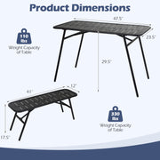 Costway - 3-Piece Outdoor Dining Set with Coffee Table and 2 Benches for Backyard Deck-Black