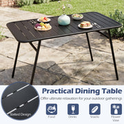 Costway - 3-Piece Outdoor Dining Set with Coffee Table and 2 Benches for Backyard Deck-Black