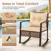 Costway - 3-Piece Outdoor Rocking Chair Set-Brown