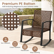 Costway - 3-Piece Outdoor Rocking Chair Set-Brown