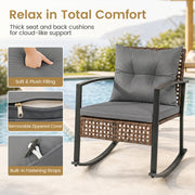 Costway - 3-Piece Outdoor Rocking Chair Set-Gray