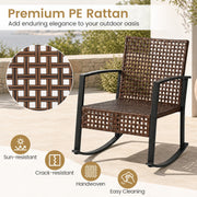 Costway - 3-Piece Outdoor Rocking Chair Set-Gray
