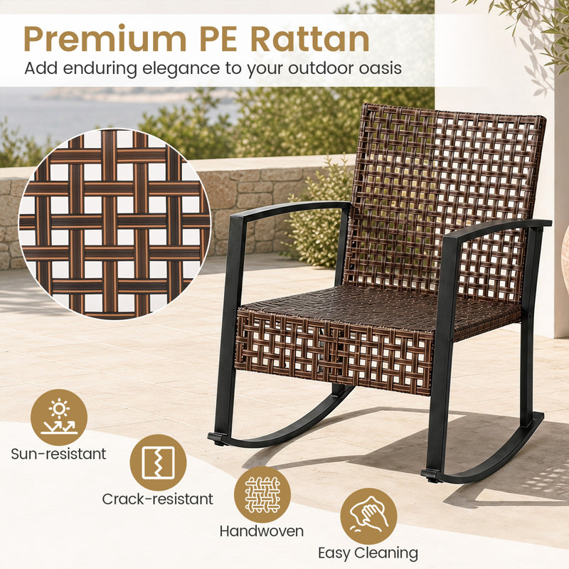 Costway - 3-Piece Outdoor Rocking Chair Set-Gray