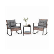 Costway - 3-Piece Outdoor Rocking Chair Set-Gray