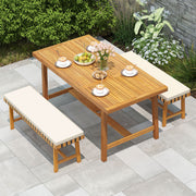 Costway - 3-Piece Patio Dining Set for 4 People Farmhouse Furniture