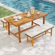 Costway - 3-Piece Patio Dining Set for 4 People Farmhouse Furniture