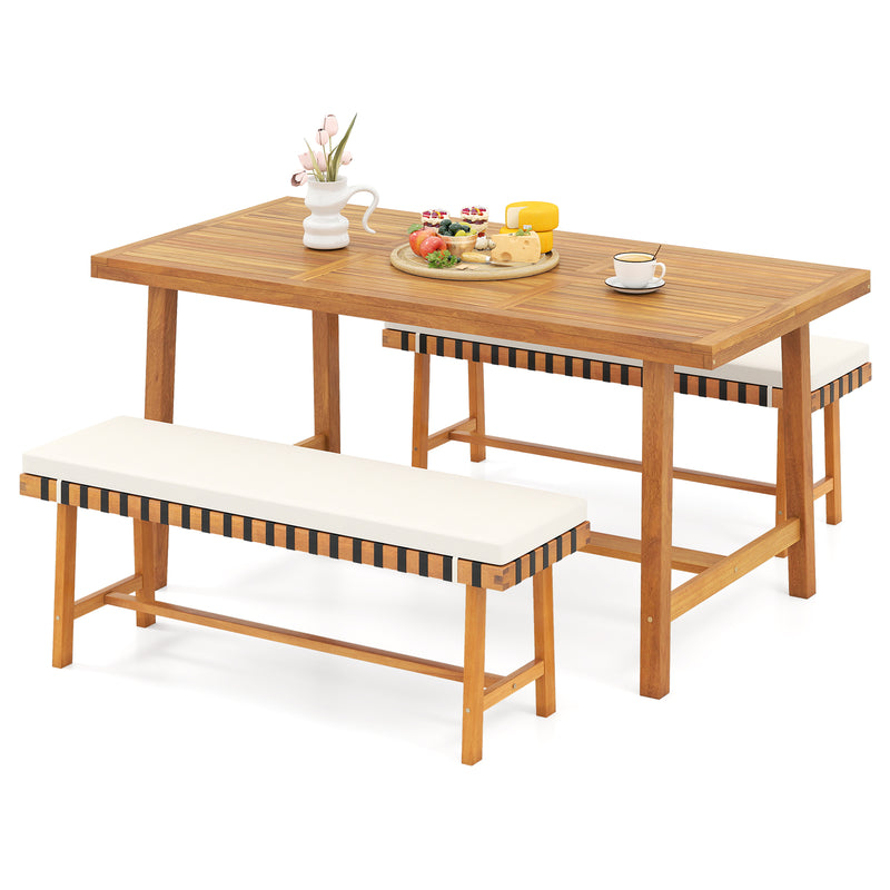 Costway - 3-Piece Patio Dining Set for 4 People Farmhouse Furniture