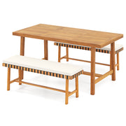 Costway - 3-Piece Patio Dining Set for 4 People Farmhouse Furniture