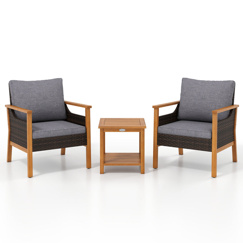 Costway - 3 Piece Patio Furniture Set-Gray