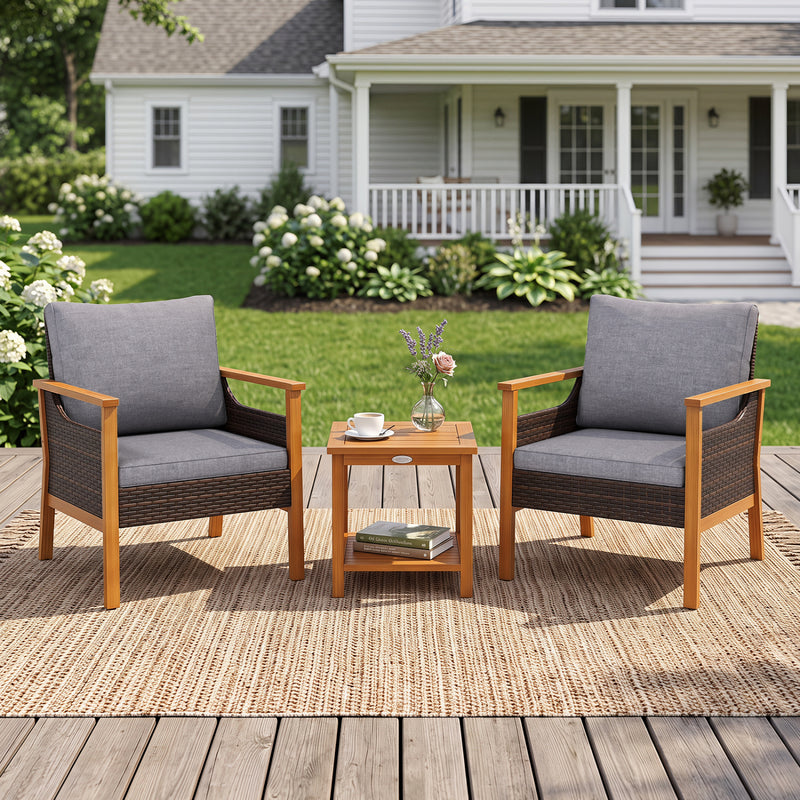 Costway - 3 Piece Patio Furniture Set-Gray