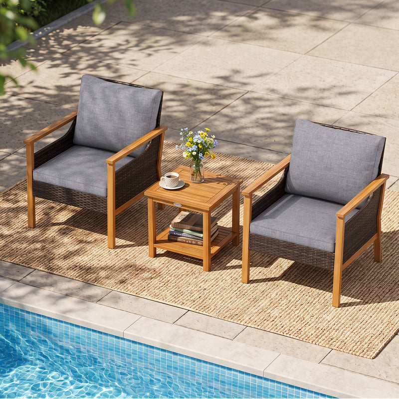 Costway - 3 Piece Patio Furniture Set-Gray