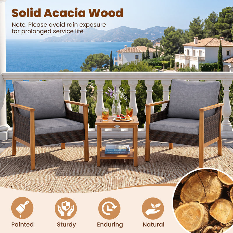 Costway - 3 Piece Patio Furniture Set-Gray