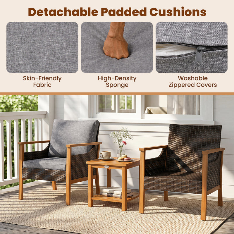 Costway - 3 Piece Patio Furniture Set-Gray