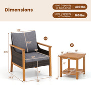 Costway - 3 Piece Patio Furniture Set-Gray
