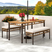 Costway - 3 Pieces Acacia Wood Patio Dining Set for Deck and Backyard