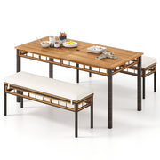 Costway - 3 Pieces Acacia Wood Patio Dining Set for Deck and Backyard