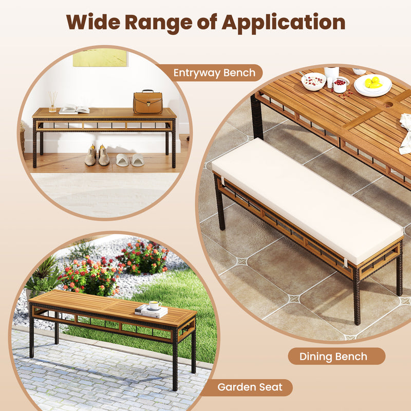 Costway - 3 Pieces Acacia Wood Patio Dining Set for Deck and Backyard