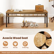 Costway - 3 Pieces Acacia Wood Patio Dining Set for Deck and Backyard