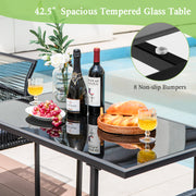 Costway - 3 Pieces Outdoor Dining Set with Folding Backrest and Seat Cushion-Black