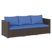 Costway - 3 Pieces Outdoor Sectional Sofa Set with Soft Cushions-Navy
