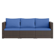 Costway - 3 Pieces Outdoor Sectional Sofa Set with Soft Cushions-Navy