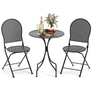 Costway - 3 Pieces Patio Bistro Set Outdoor Conversation Furniture Table and Folding Chair