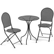 Costway - 3 Pieces Patio Bistro Set Outdoor Conversation Furniture Table and Folding Chair