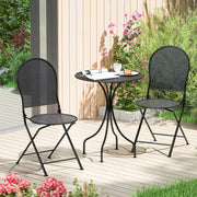 Costway - 3 Pieces Patio Bistro Set Outdoor Conversation Furniture Table and Folding Chair