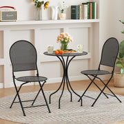 Costway - 3 Pieces Patio Bistro Set Outdoor Conversation Furniture Table and Folding Chair