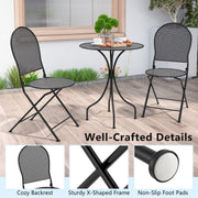 Costway - 3 Pieces Patio Bistro Set Outdoor Conversation Furniture Table and Folding Chair