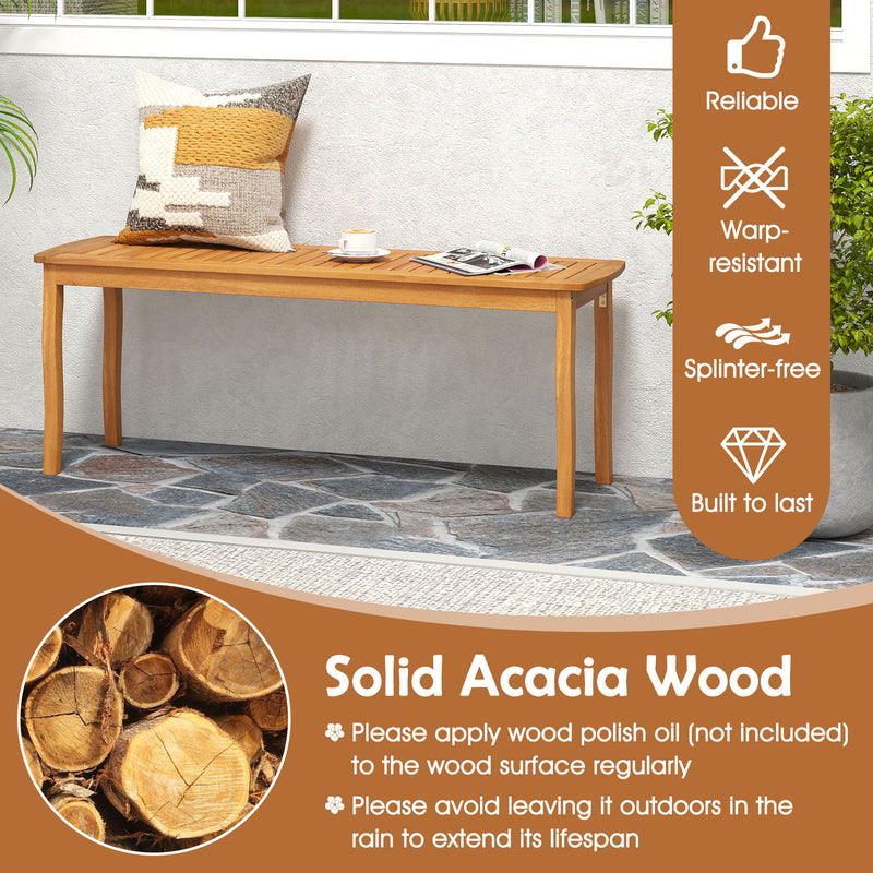 Costway - 3 Pieces Patio Dining Set with Acacia Wood Outdoor Table and Benches
