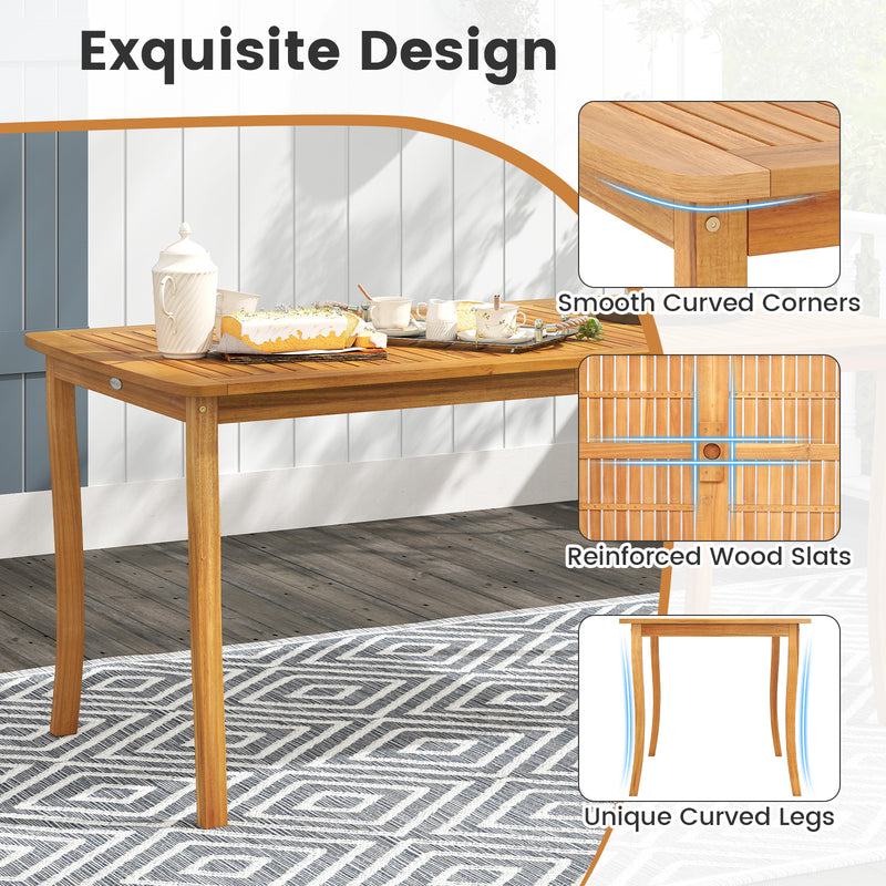 Costway - 3 Pieces Patio Dining Set with Acacia Wood Outdoor Table and Benches