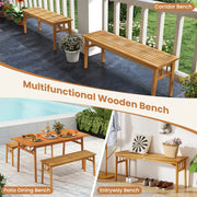 Costway - 3 Pieces Patio Dining Set Acacia Wood Outdoor Rectangular Picnic Table and 2 Benches