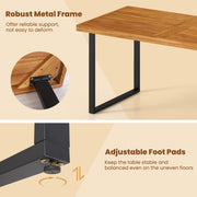 Costway - 3 Pieces Patio Dining Table Set 63” Rectangle Table and 2 Backless Bench
