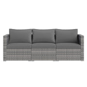 Costway - 3 Pieces Patio Sectional Sofa Set PE Rattan Modular Couch Furniture Set with Soft Cushions-Gray