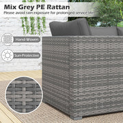 Costway - 3 Pieces Patio Sectional Sofa Set PE Rattan Modular Couch Furniture Set with Soft Cushions-Gray