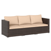 Costway - 3 Pieces Patio Sectional Sofa Set with Soft Cushions-Beige
