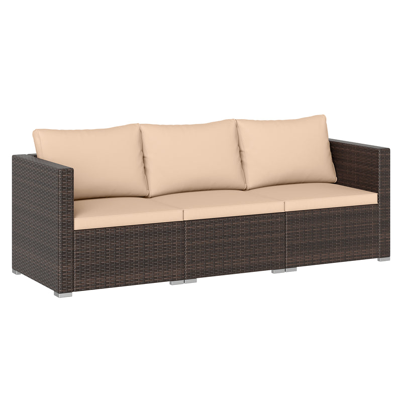 Costway - 3 Pieces Patio Sectional Sofa Set with Soft Cushions-Beige