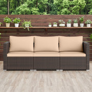 Costway - 3 Pieces Patio Sectional Sofa Set with Soft Cushions-Beige