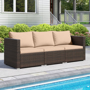 Costway - 3 Pieces Patio Sectional Sofa Set with Soft Cushions-Beige