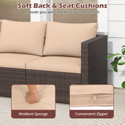 Costway - 3 Pieces Patio Sectional Sofa Set with Soft Cushions-Beige