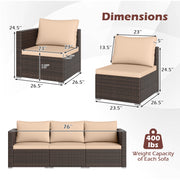 Costway - 3 Pieces Patio Sectional Sofa Set with Soft Cushions-Beige
