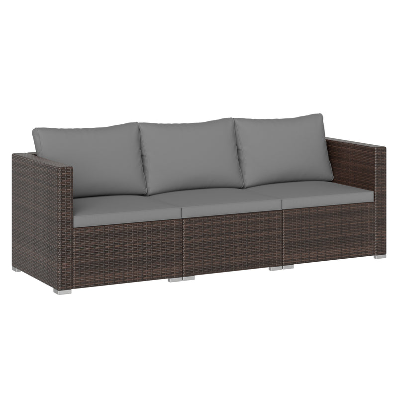 Costway - 3 Pieces Patio Sectional Sofa Set with Soft Cushions-Gray