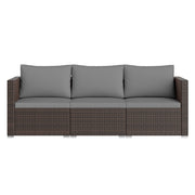 Costway - 3 Pieces Patio Sectional Sofa Set with Soft Cushions-Gray