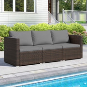 Costway - 3 Pieces Patio Sectional Sofa Set with Soft Cushions-Gray
