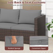 Costway - 3 Pieces Patio Sectional Sofa Set with Soft Cushions-Gray