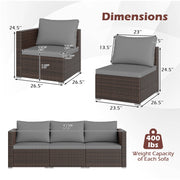 Costway - 3 Pieces Patio Sectional Sofa Set with Soft Cushions-Gray