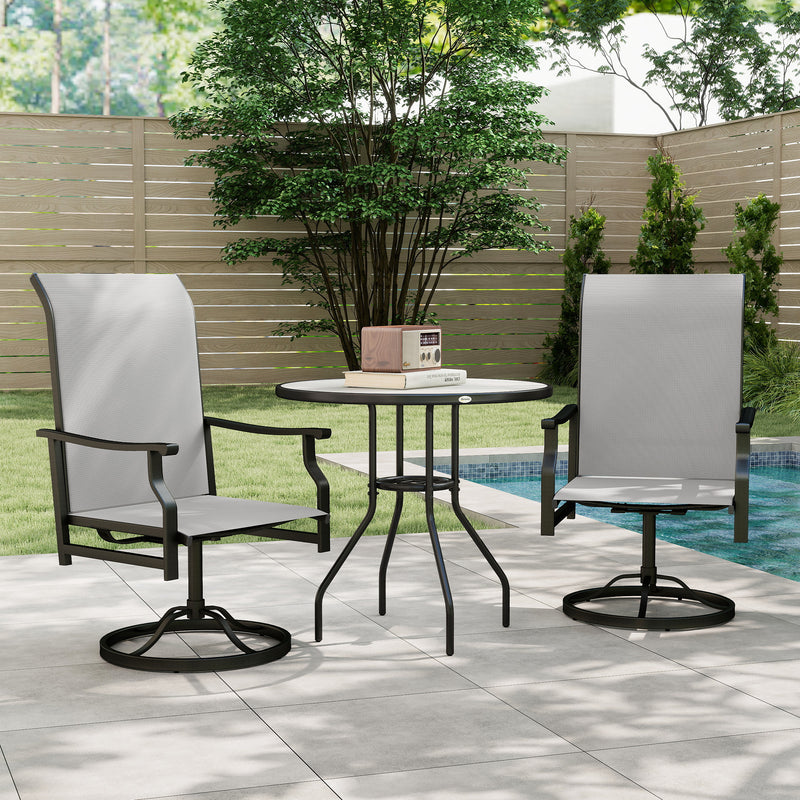 Outsunny - Patio Swivel Chair Set of 2, Swivel Rocker Outdoor Chairs with High Back, for Lawn Garden Backyard Deck, Light Grey