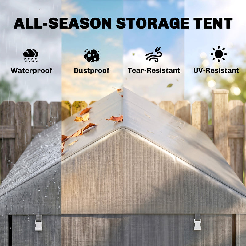 4 x 6ft Outdoor Storage Shed Tent, Portable Shed with Roll-up Door for Motorcycle, Bike, Garden Tools