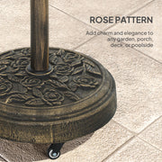 46 lbs Resin Round Patio Umbrella Base, Umbrella Stand with Wheels, Outdoor Umbrella Stand for 1.3"/1.5"/1.9" Umbrella Poles for Outdoor, Lawn, Poolside, Bronze
